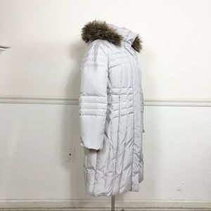 Calvin Klein White Puffer Coat with Faux Fur Trim